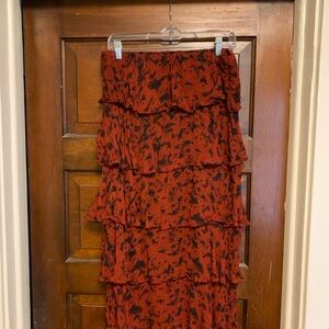 Elegant Red and Black Tiered Skirt